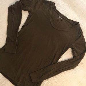 Dark mossy green long sleeve LOFT tee